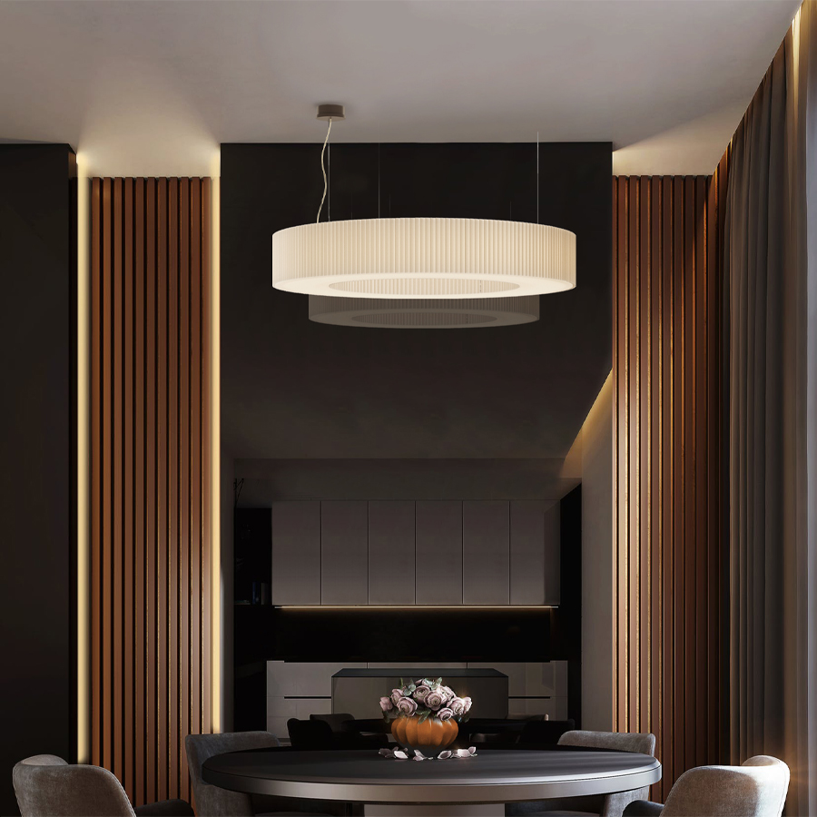 EVA pendant lamp in pleated fabric