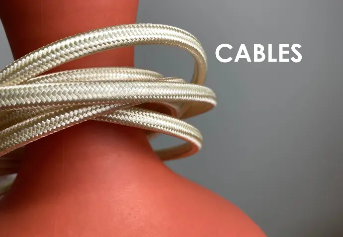For hospitality Handmade lamps by Lightinup Ivory braided textile cable wound around a ceramic form
