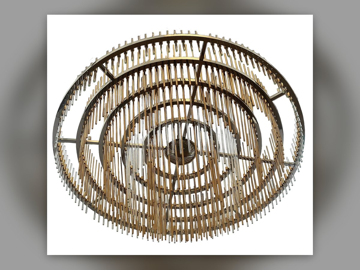 The concentric rings seen from below, the rods stepping down in tiers