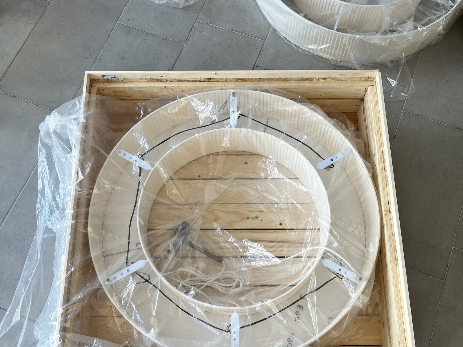 EVA shades in a made-to-measure wooden crate for shipping