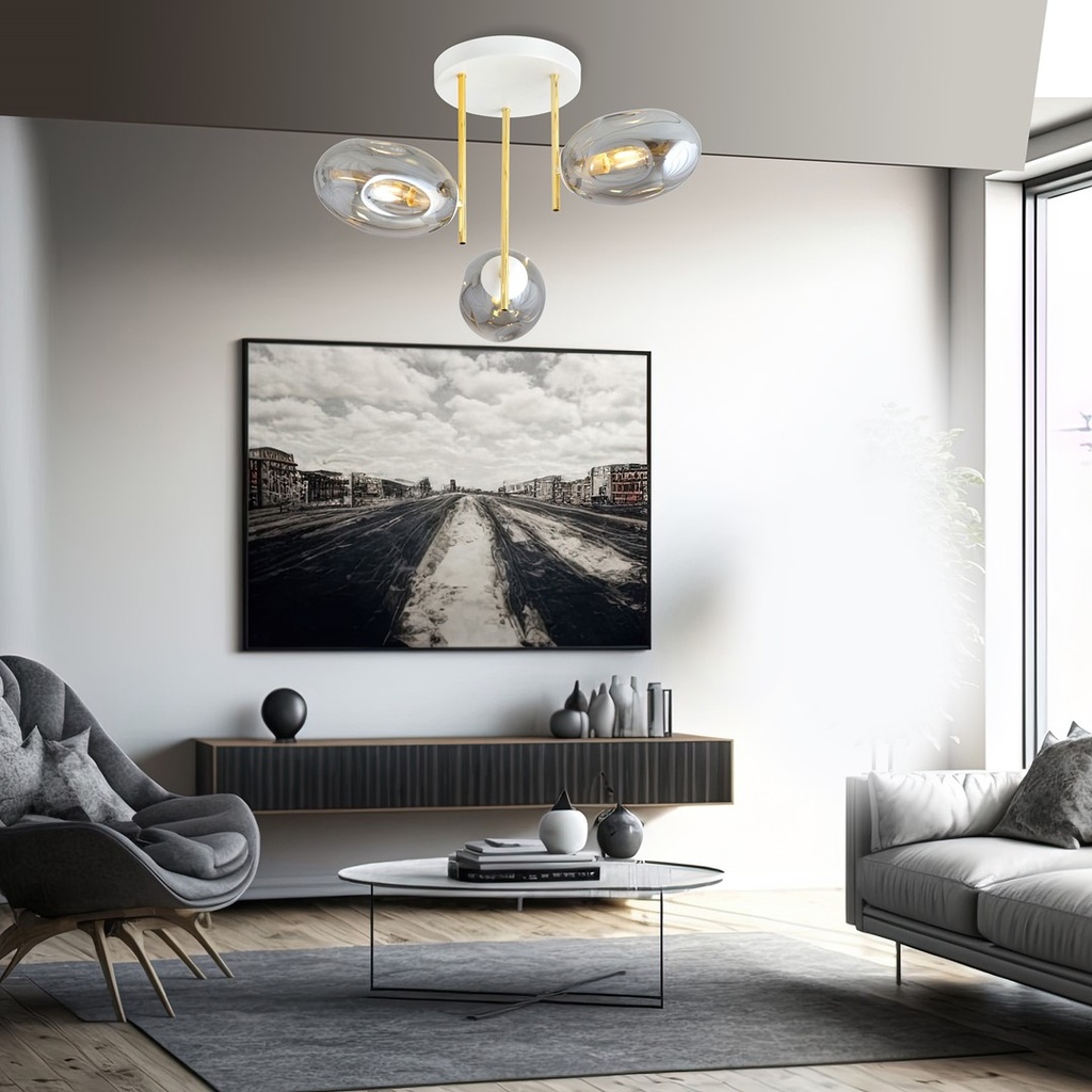 Argo 3 ceiling lamp – White, graphite – photo 5