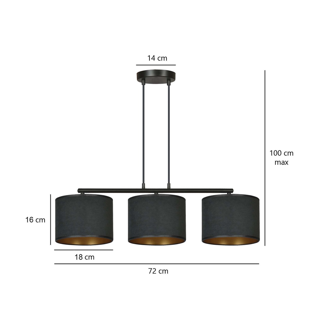 Hilde 3 pendant lamp – black – photo 6