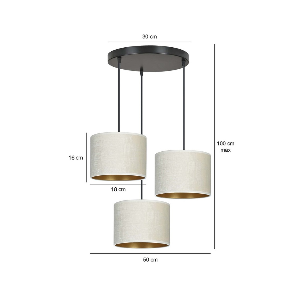 Hilde 3 Black Premium Black pendant lamp – white – photo 6