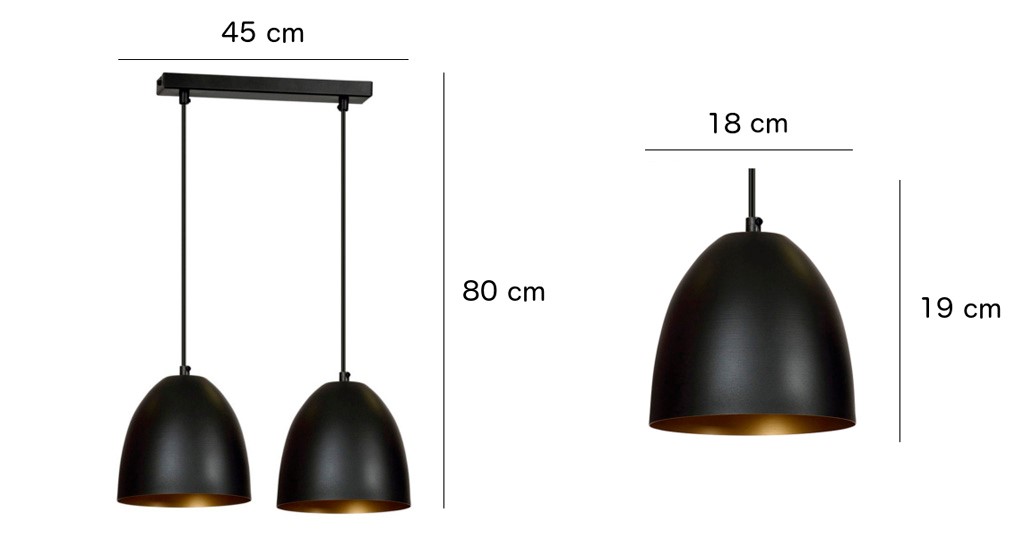 Lampe suspendue Lenox 2 – noir doré – photo 5