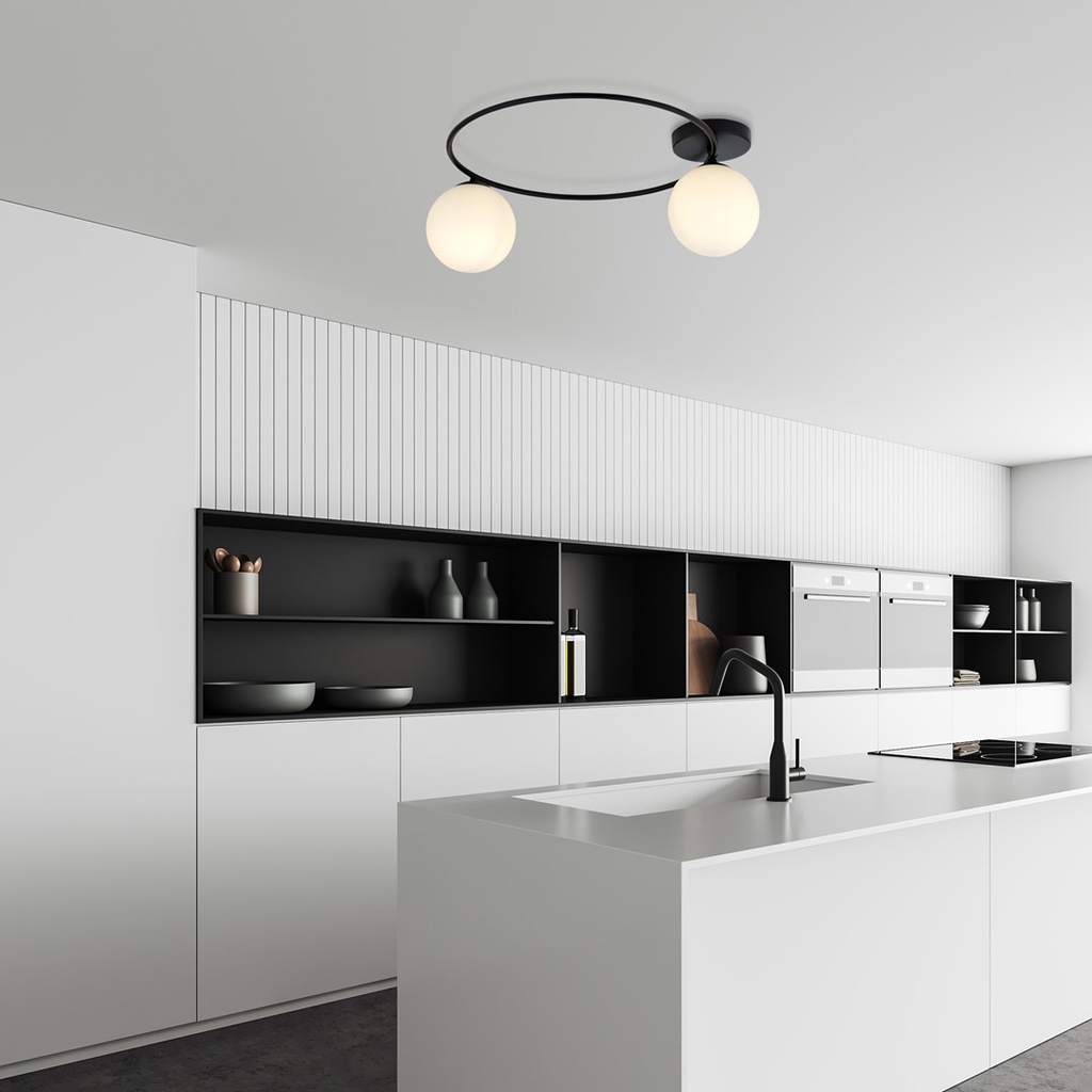 Plafonnier Sopra 2 – noir/opale – photo 3