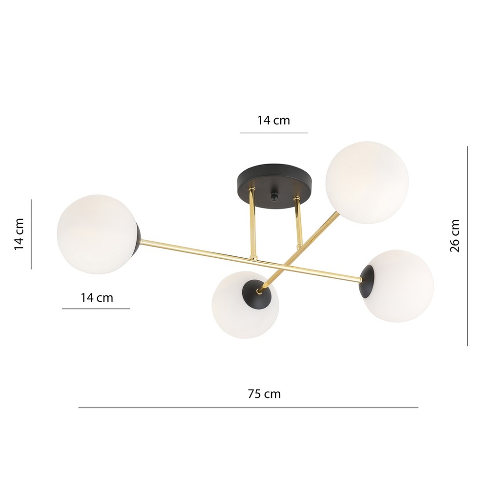 Magnum 4 ceiling lamp – black/opal – photo 7