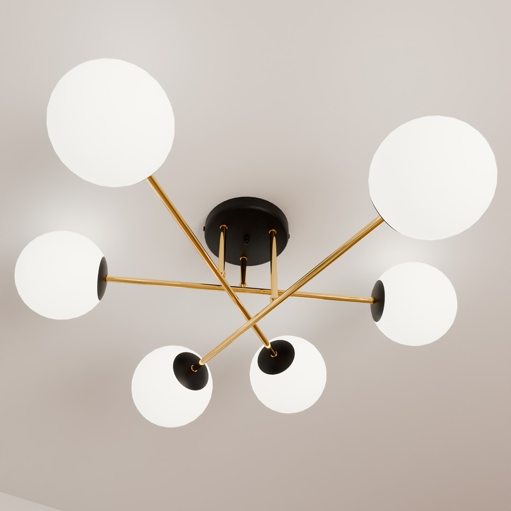 Magnum 6 ceiling lamp – black/opal – photo 6