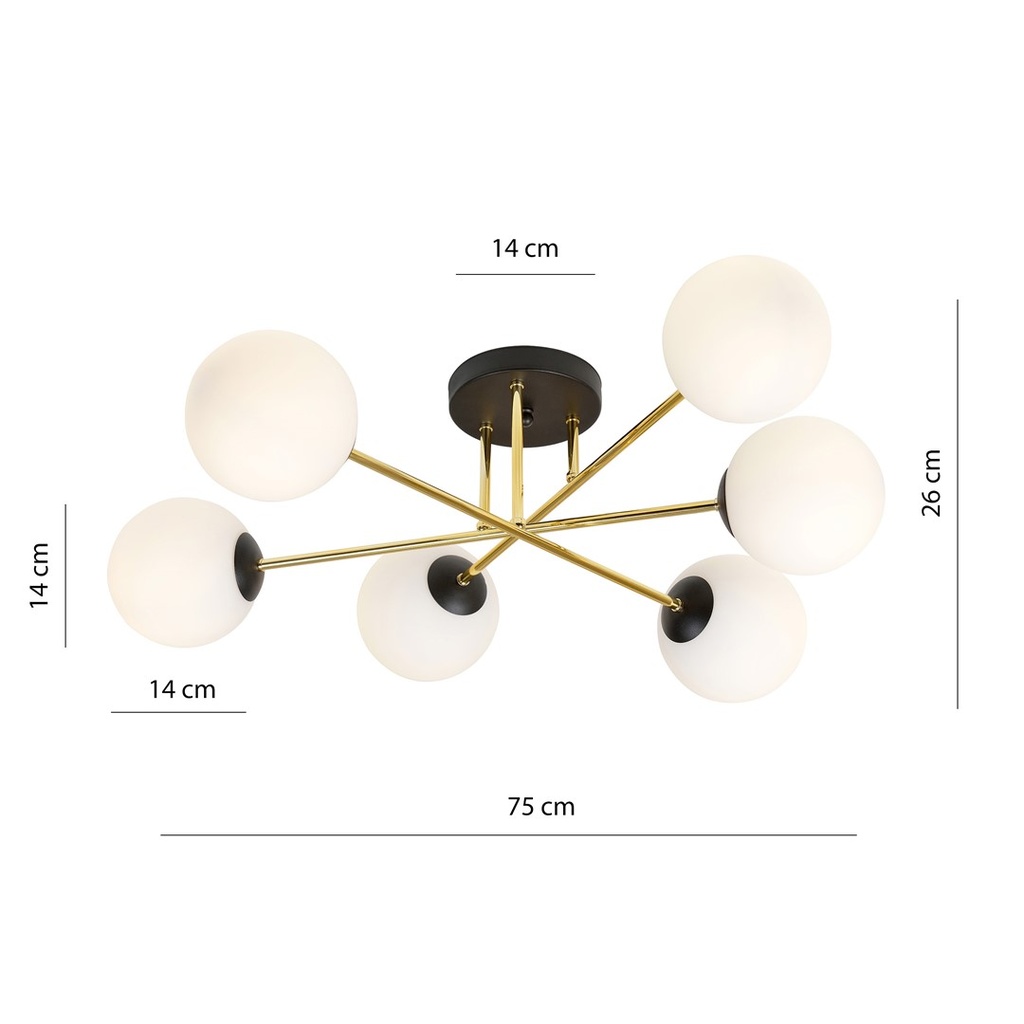 Magnum 6 ceiling lamp – black/opal – photo 7