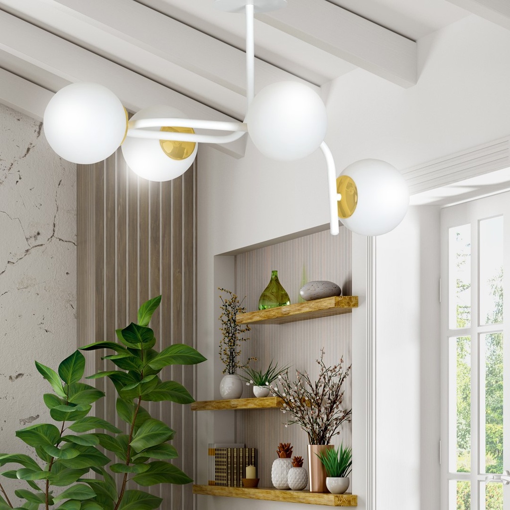 Ragnar 4A Gold ceiling lamp – White – photo 6