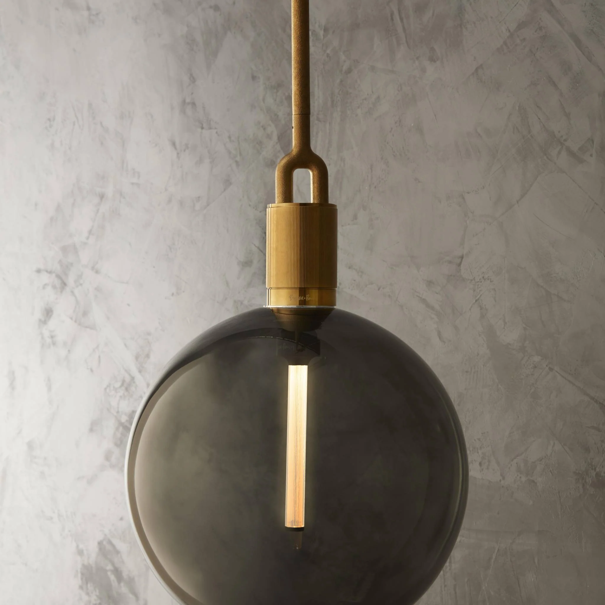 FORKED PENDANT / LINEAR / GLOBE / SMOKED / MEDIUM · BRASS · 3