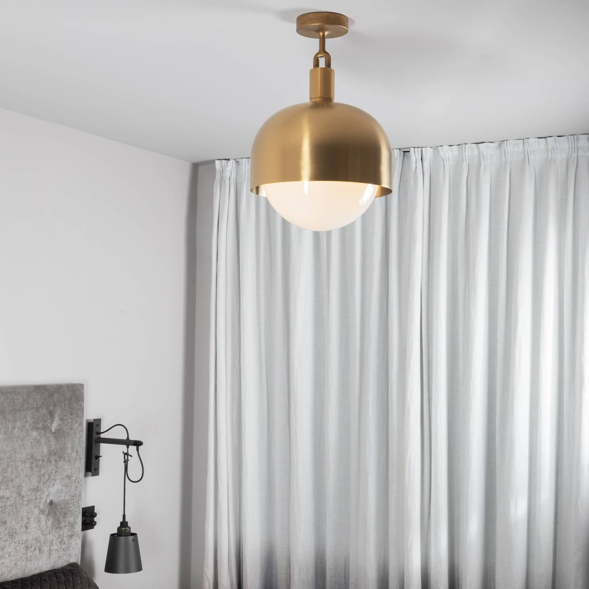 FORKED CEILING / LINEAR / SHADE / GLOBE / OPAL / LARGE · BRASS · 3