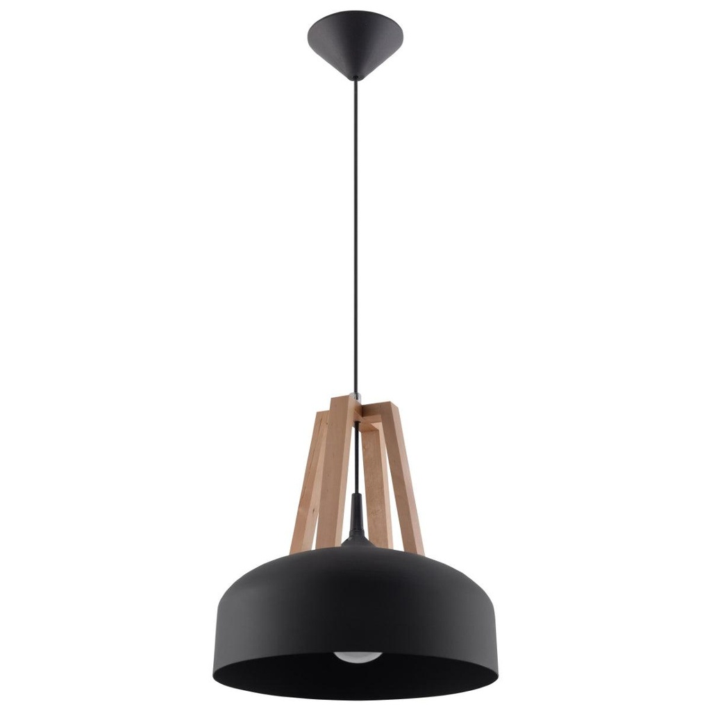 Suspension CASCO, noir/bois naturel