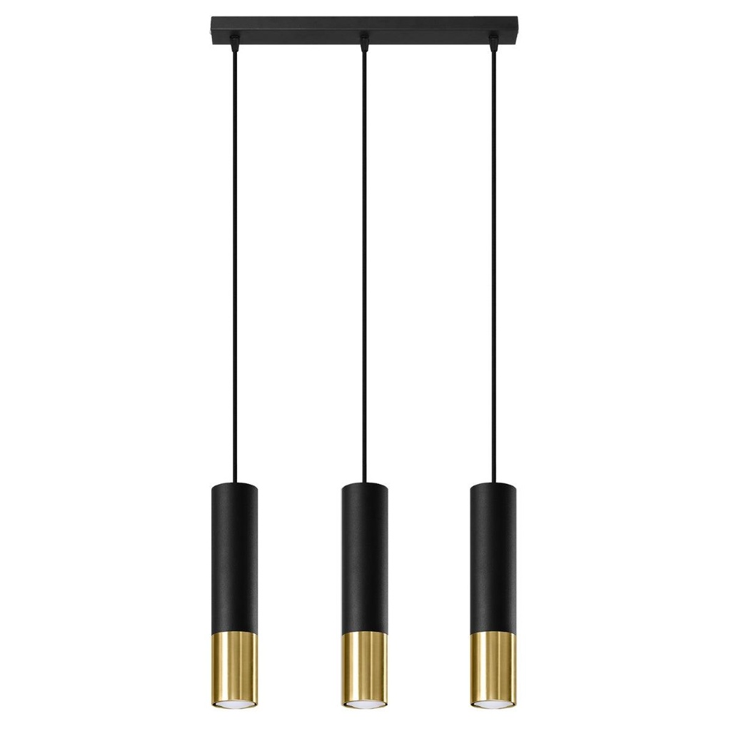 LOOPEZ 3L Black &amp; Gold Suspension Lamp 