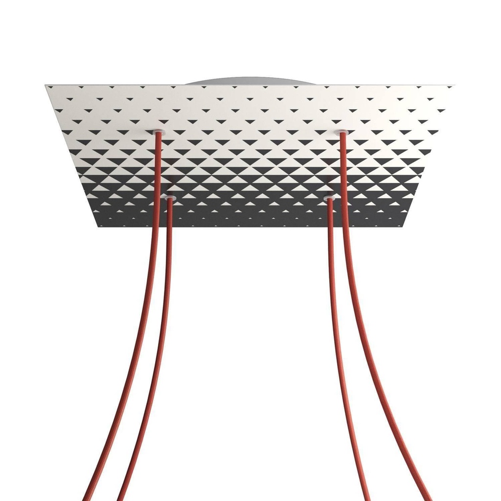 [8057730845250] XXL Rose-One square rosette, 400 mm with 4 holes and 4 side holes -