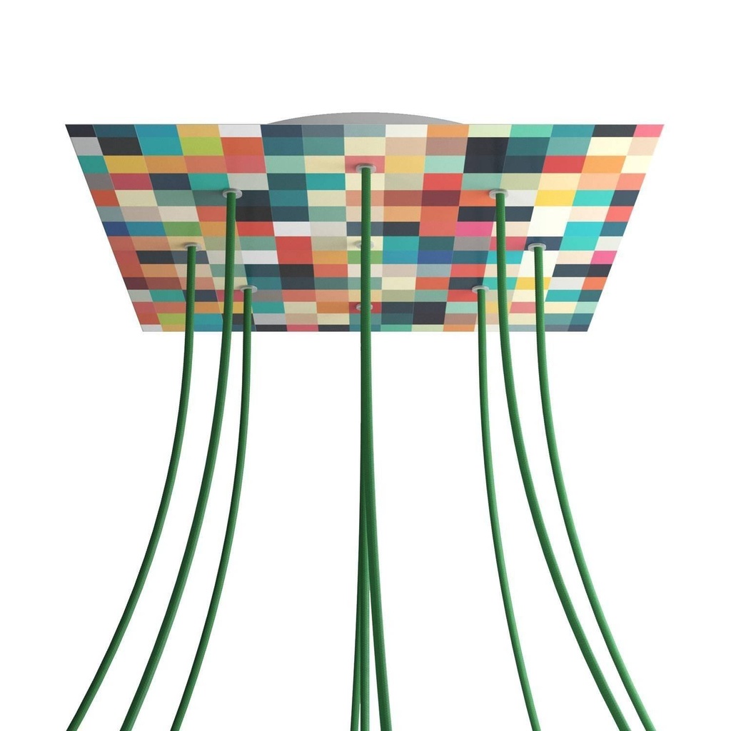 [8057730846363] XXL Rose-One square rosette, 400 mm with 9 holes and 4 side holes -