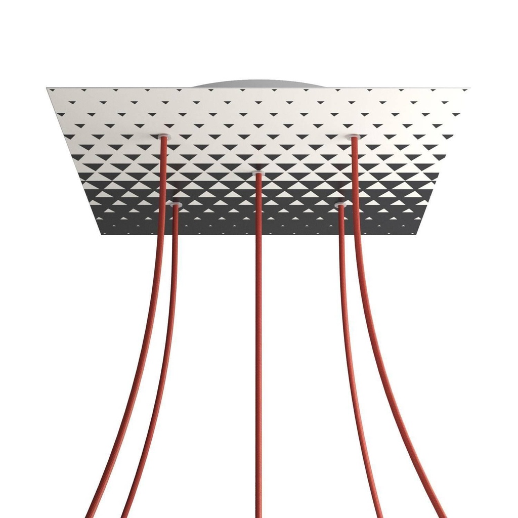 [8057730845489] XXL Rose-One square rosette, 400 mm with 5 holes and 4 side holes -