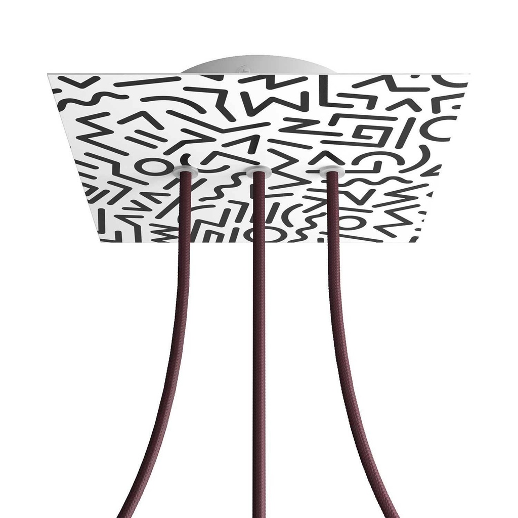 Rose-One square rosette, 200 mm with 3 holes in line and 4 holes