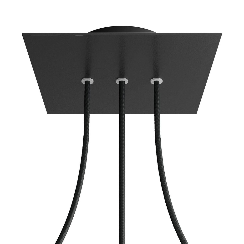 Rose-One square rosette, 200 mm with 3 in-line holes and 4 side holes