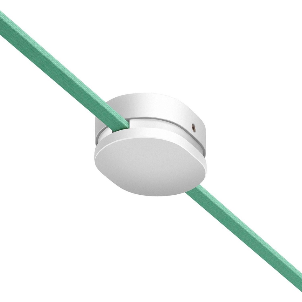 Oval wooden rosette with 2 side holes for catenary cable and