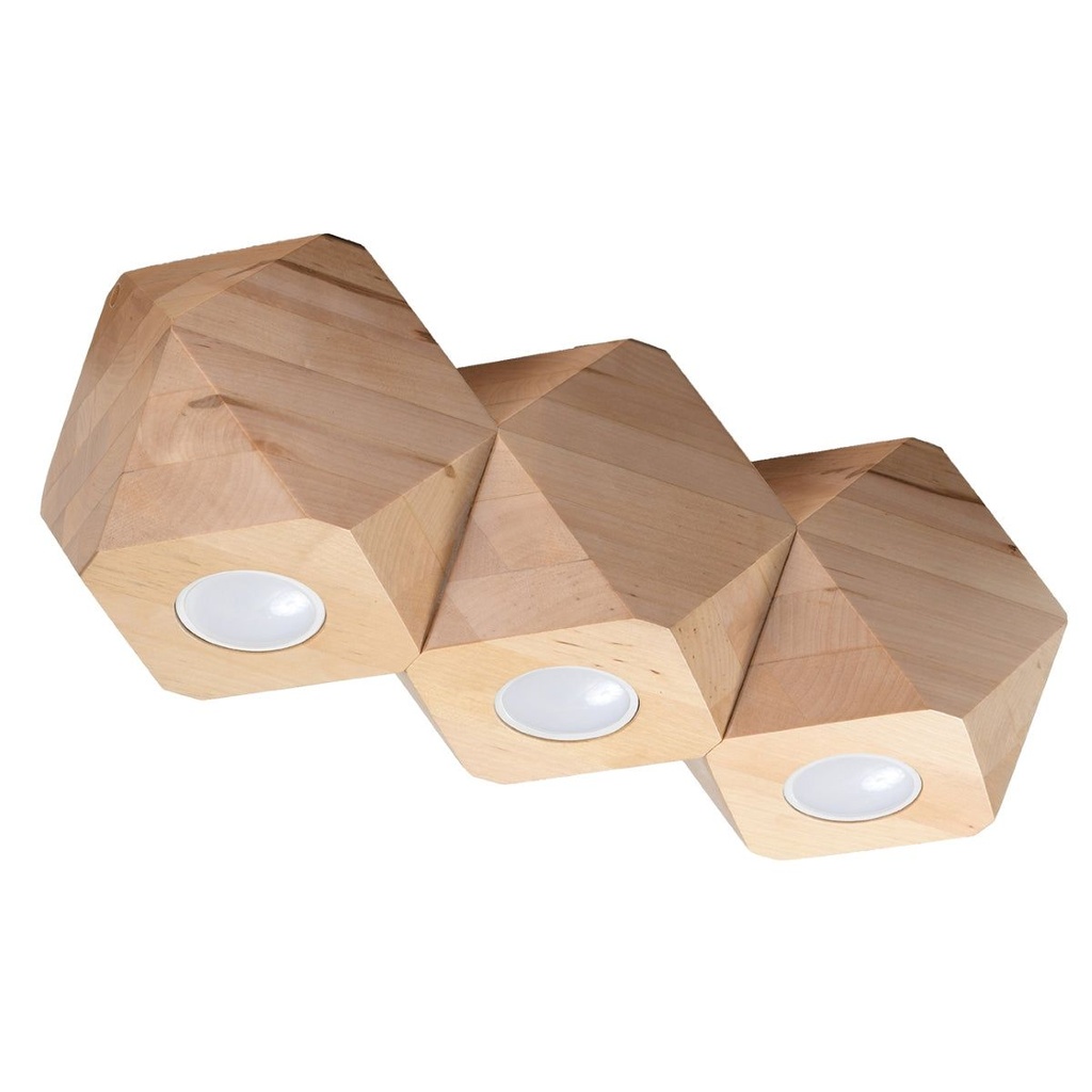[SL.1010] WOODY 3 Deckenleuchte aus Naturholz