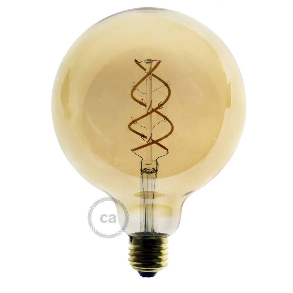LED Golden Bulb Globe G125 Filament Curved Spiral 4W 250Lm