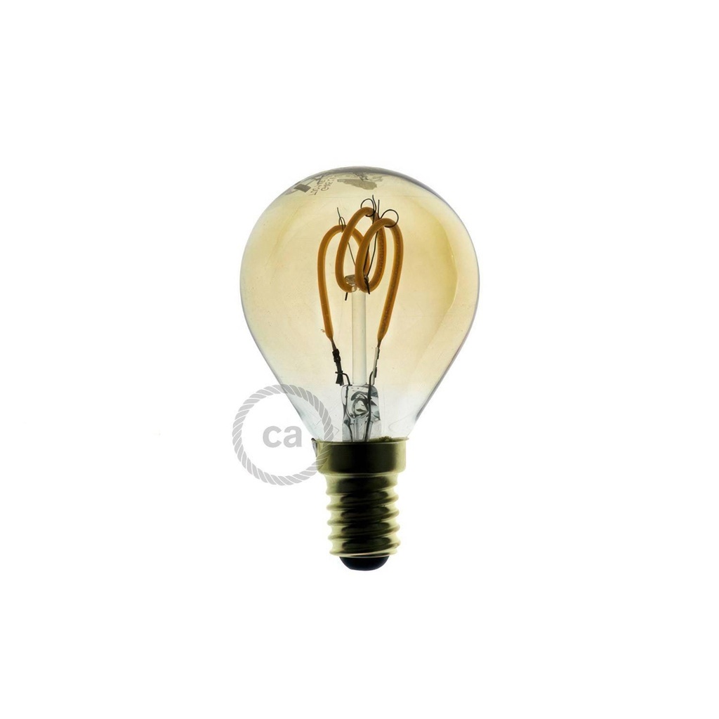 LED Bulb Golden Globe G45 Filament Curved Spiral 3W 120Lm