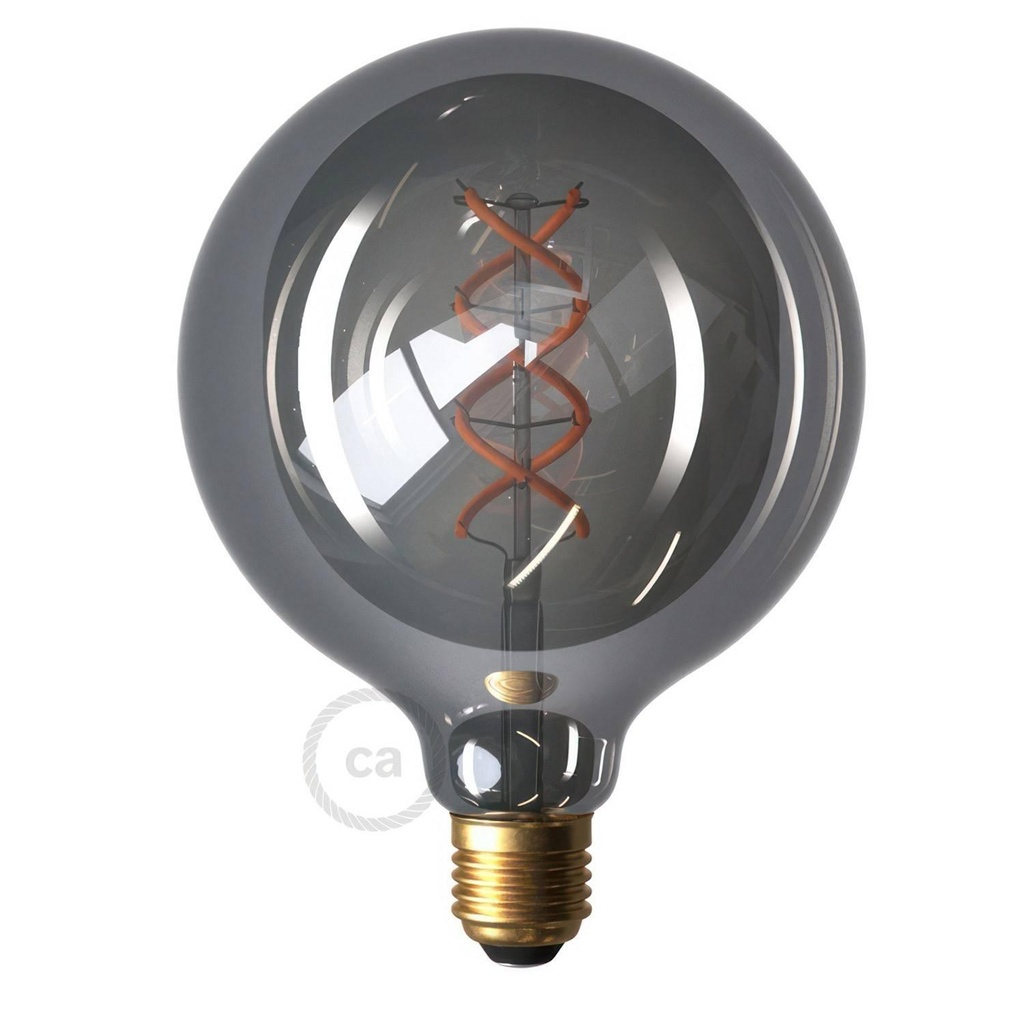 LED Smoky Globe G125 Filament Curved Spiral Bulb 5W 120Lm