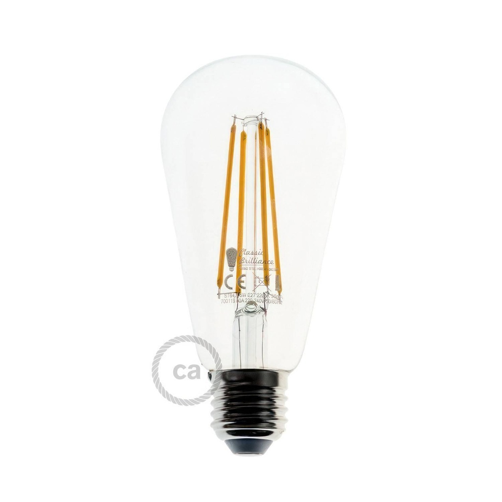 LED Bulb Transparent Edison ST64 Long Filament 7W 720Lm E27