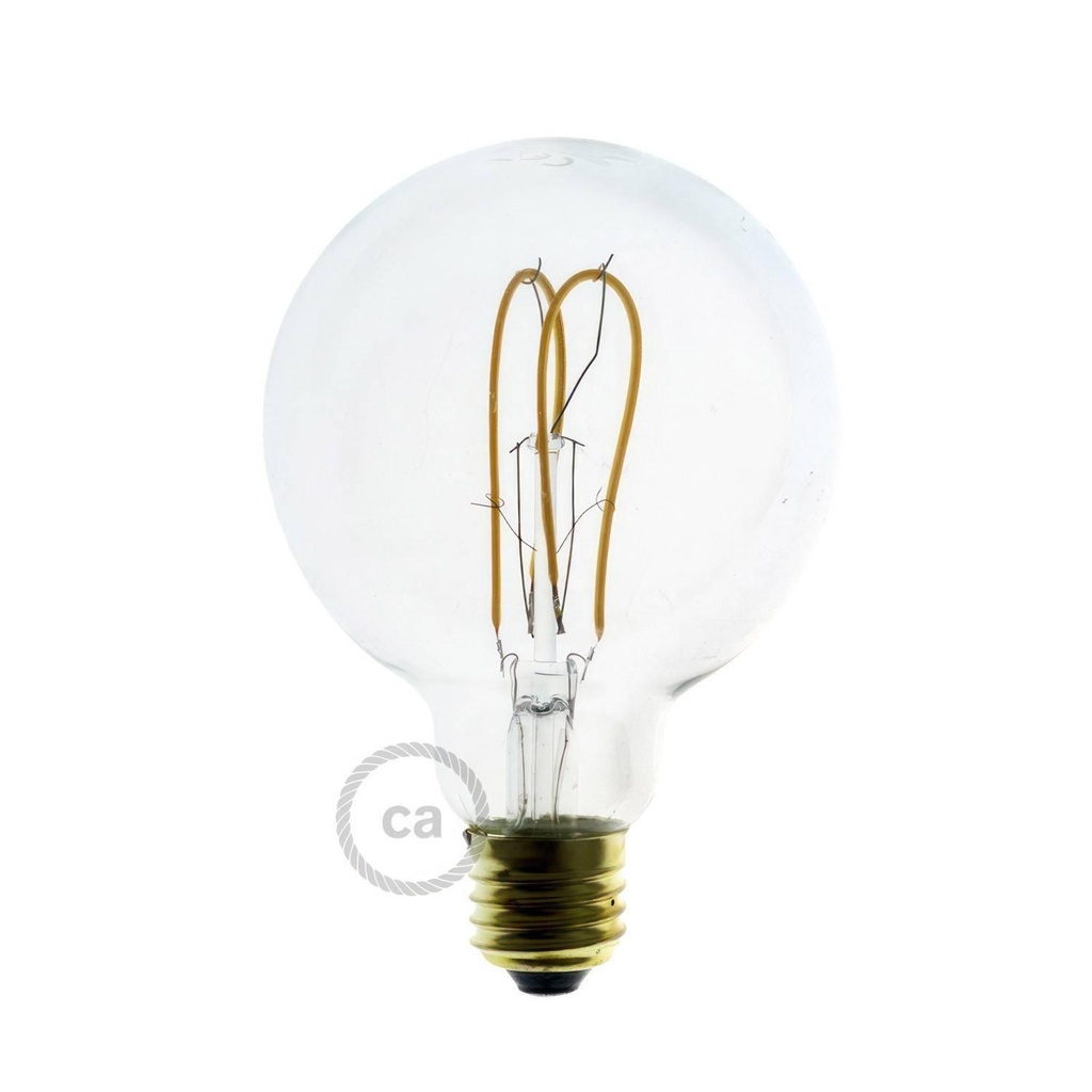 LED Bulb Transparent Globe G95 Curved Filament Double Loop