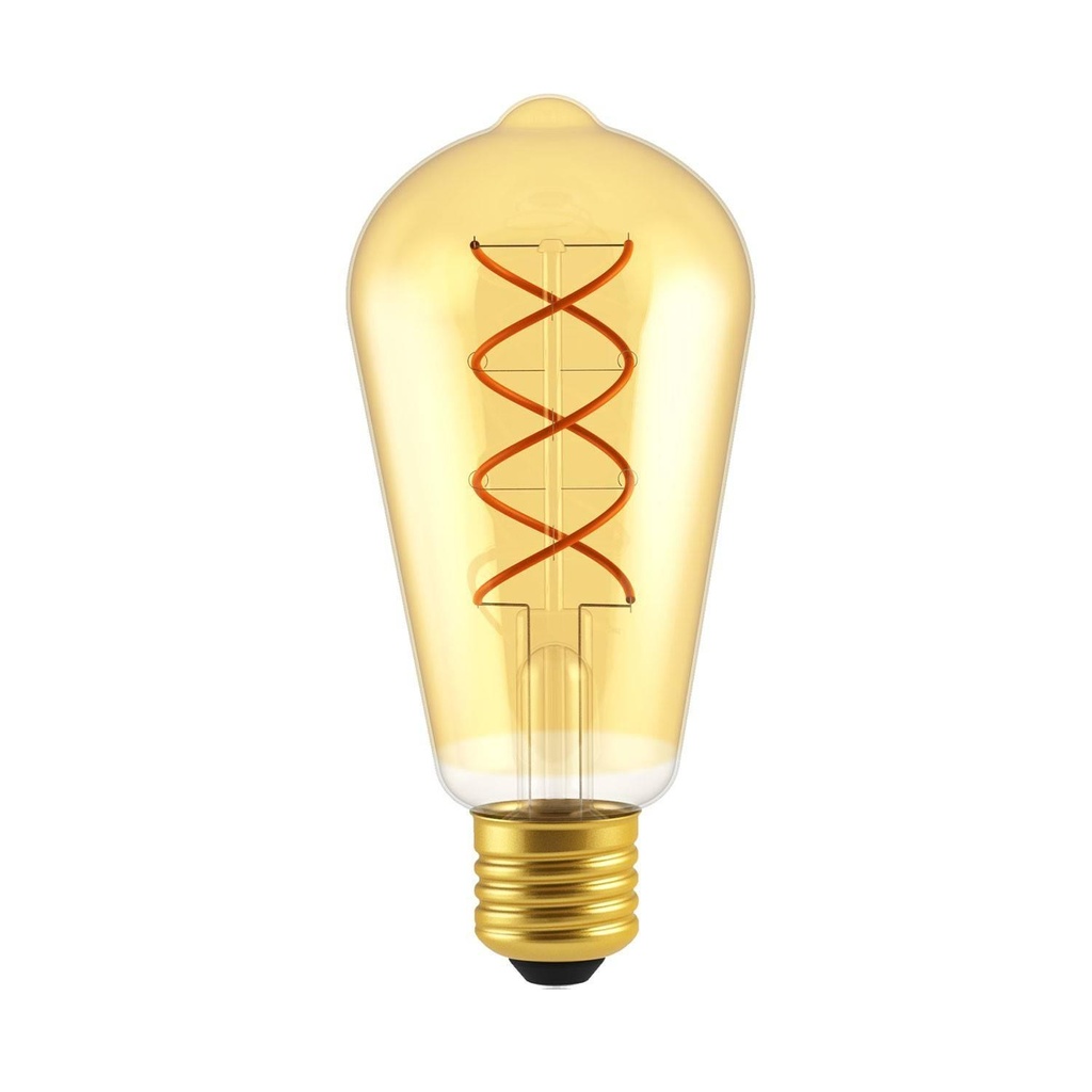 Gold LED bulb Edison ST64 Curved Filament Double Spiral 5W