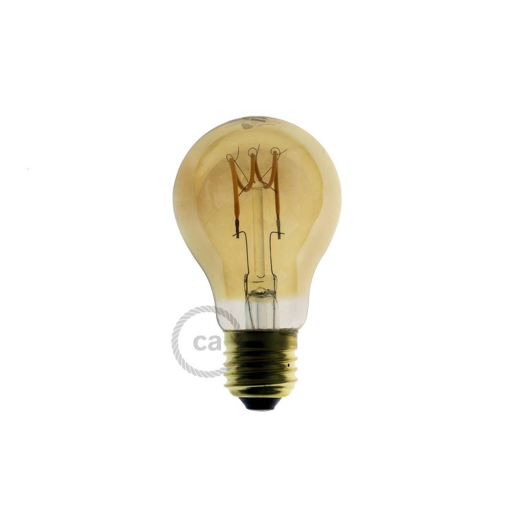 LED Golden Drop Bulb A60 Filament Curved Spiral 2.5W 136Lm