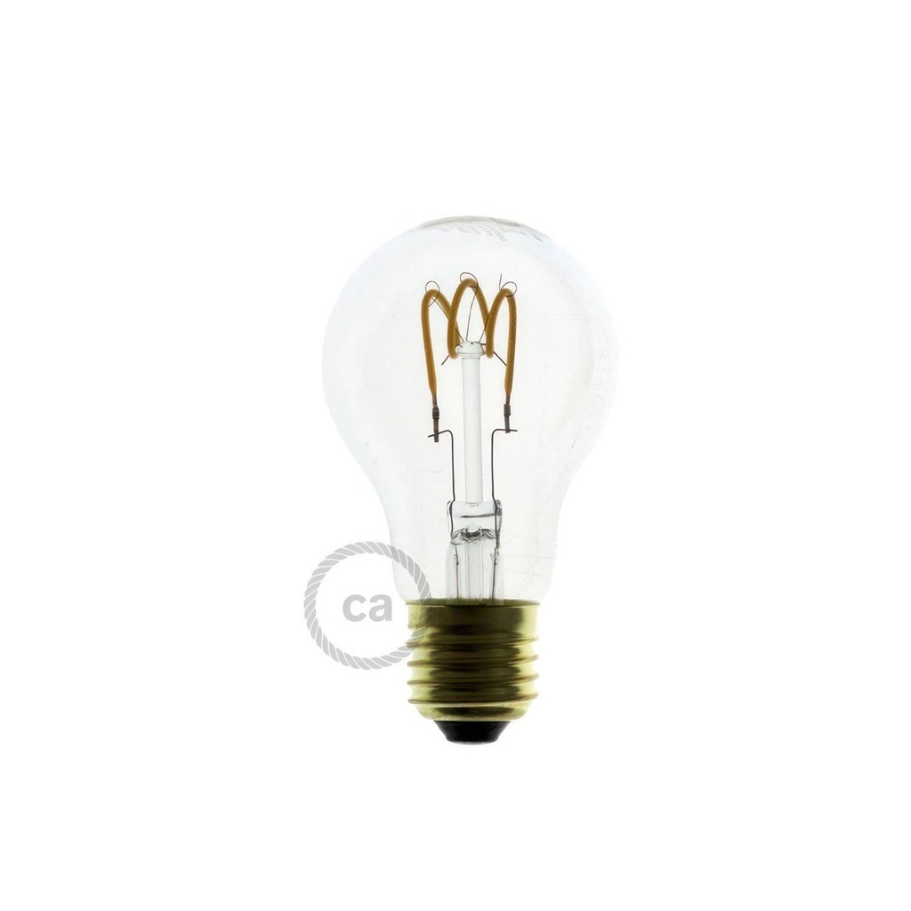 LED Bulb Transparent Drop A60 Filament Curved Spiral 3W