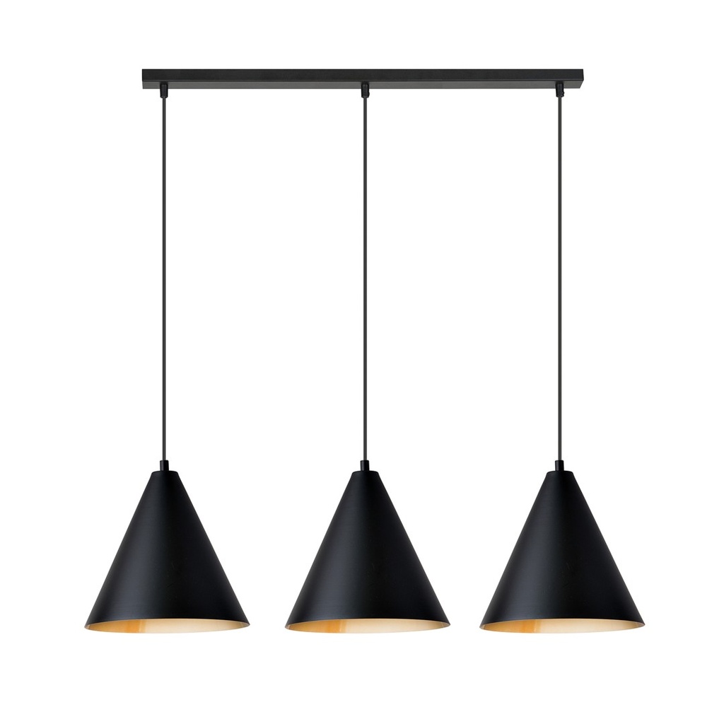 [1271/3] Lampe suspendue Rebel 3 noire/dorée