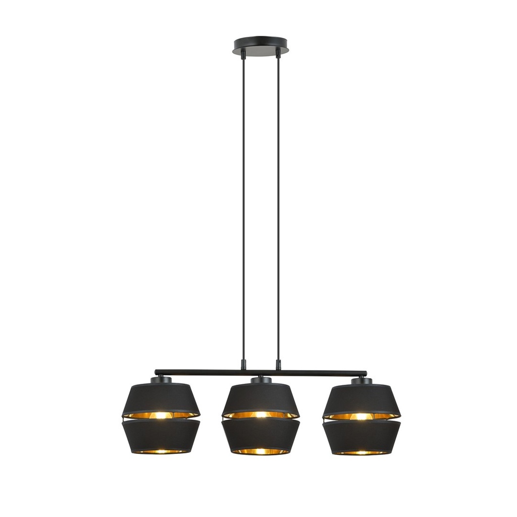 Lampe suspendue Piano 3 noire/dorée