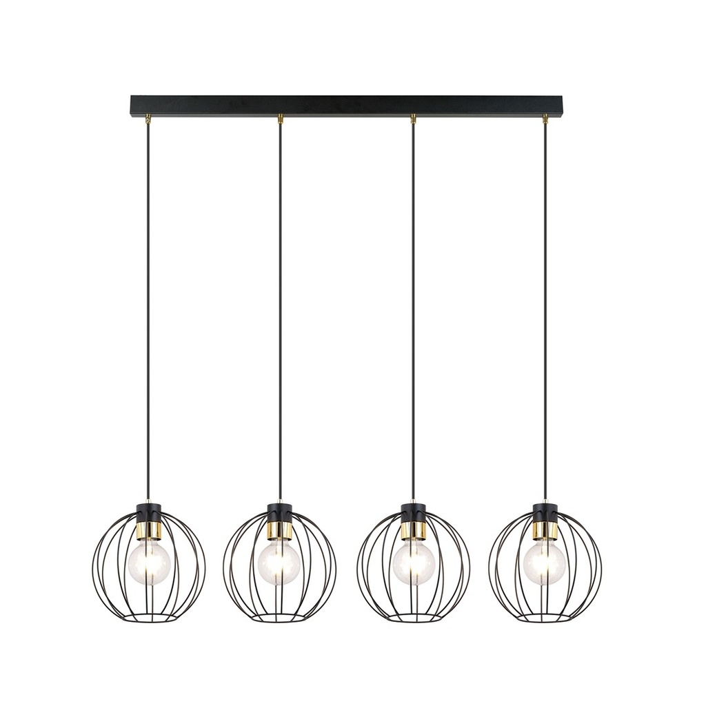Lampe suspendue Gino 4 noire/dorée