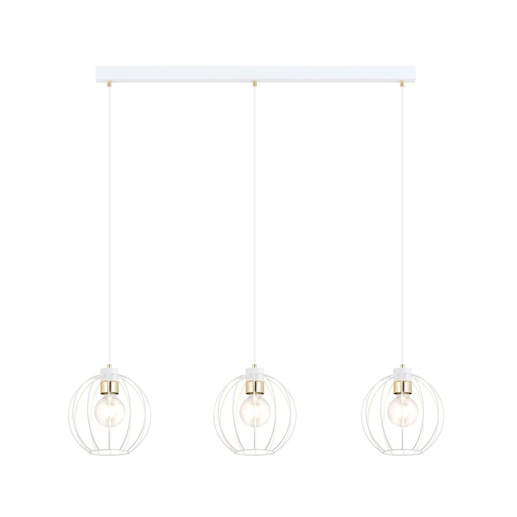 [1223/3] Lampe suspendue Gino 3 blanc/doré