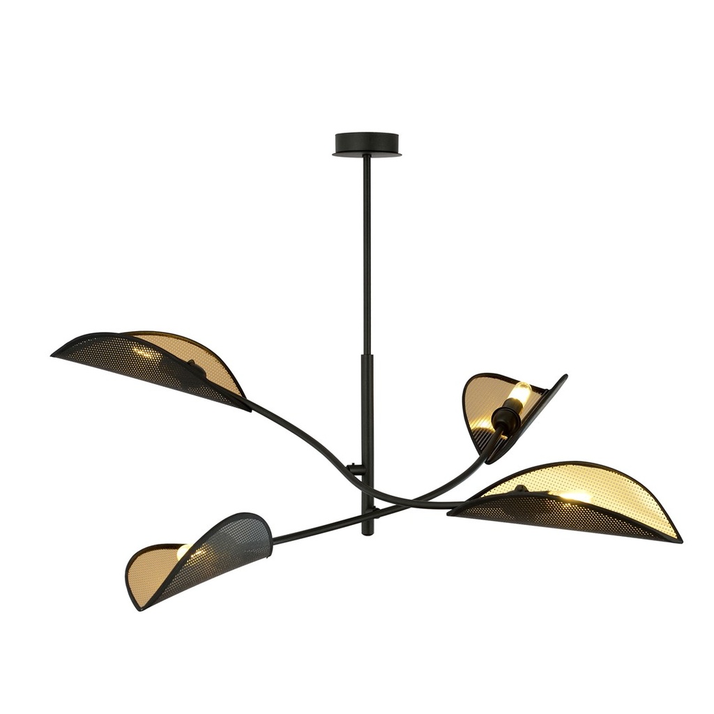 [1106/4] Plafonnier Lotus 4 Noir/Doré