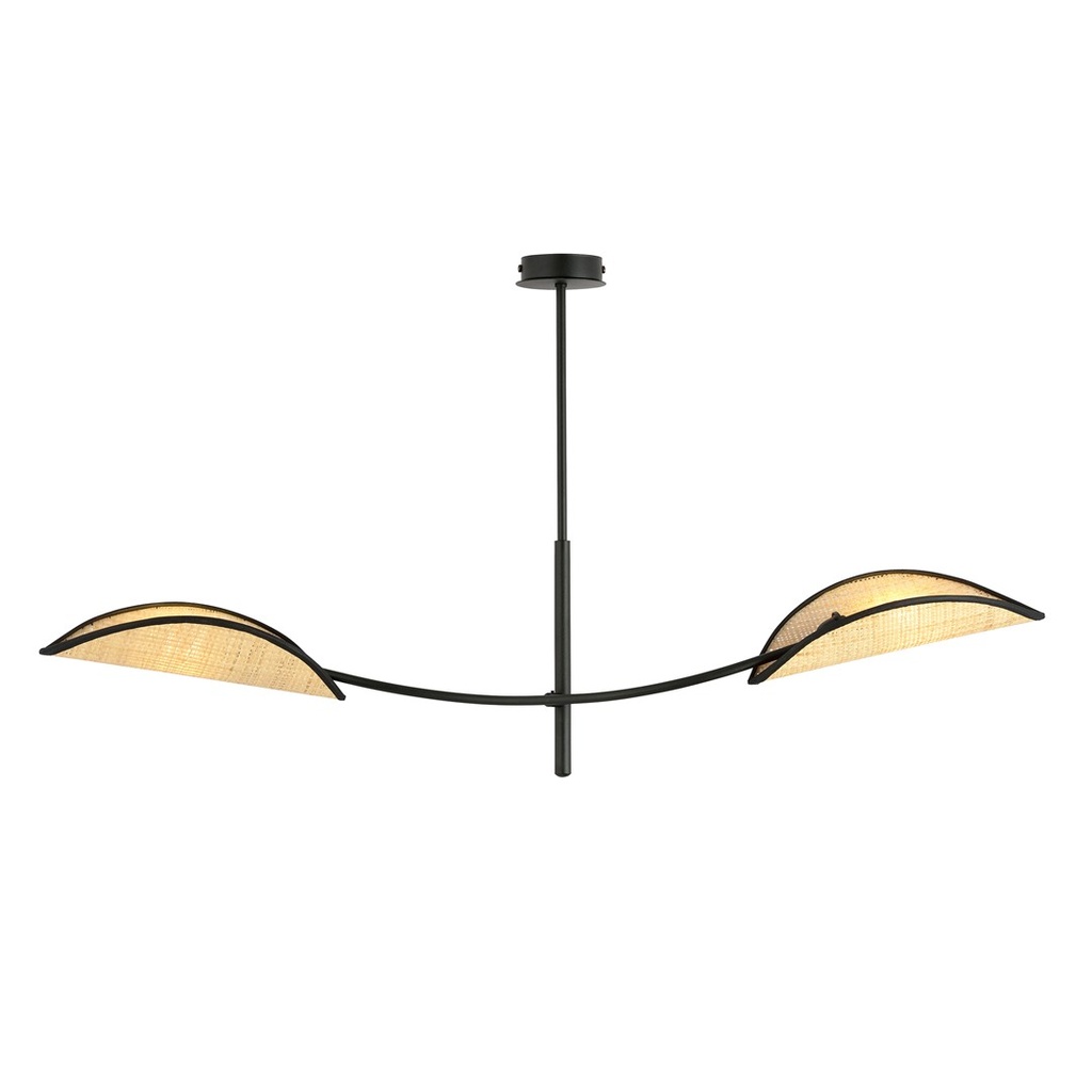 [1108/2] Plafonnier Lotus 2 noir/rotin