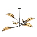 Lotus 6 Schwarz/Rattan Deckenleuchte