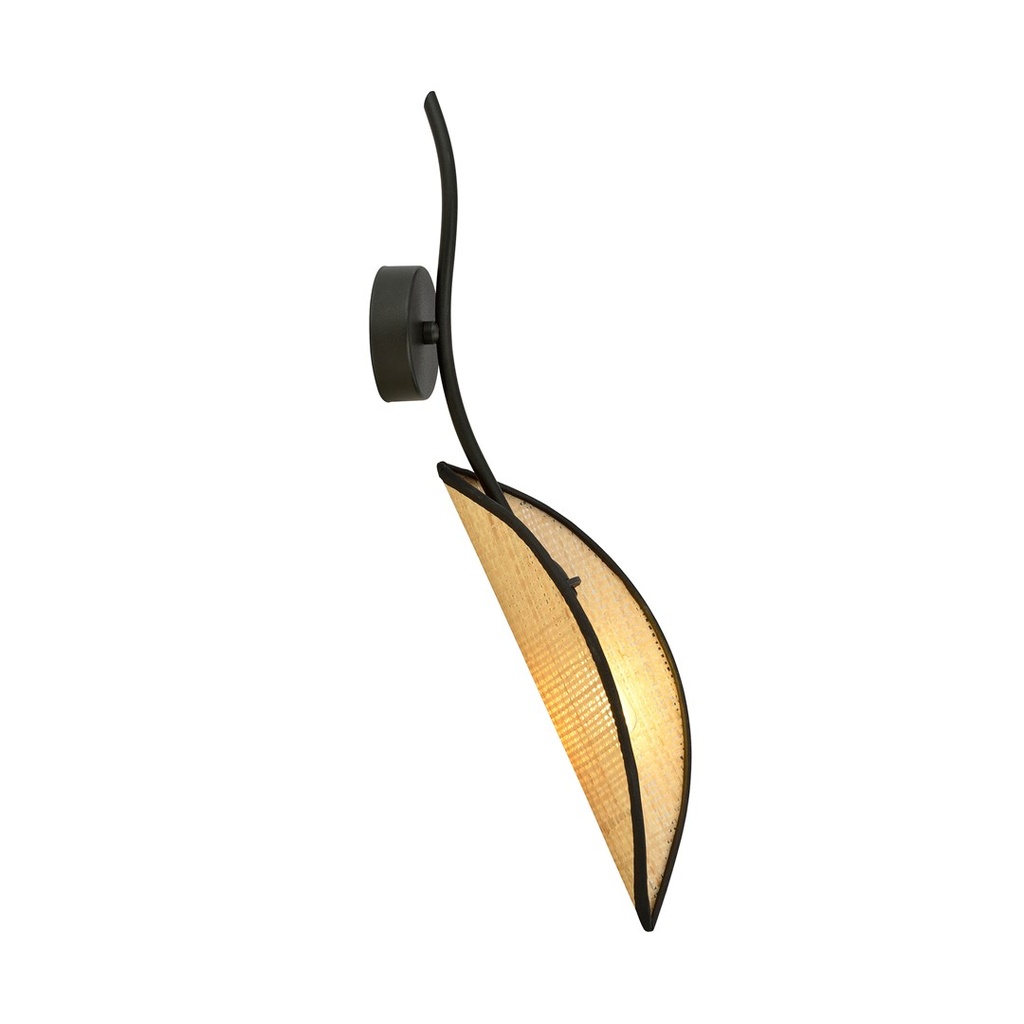 Lotus K1 Black/Rattan wall lamp