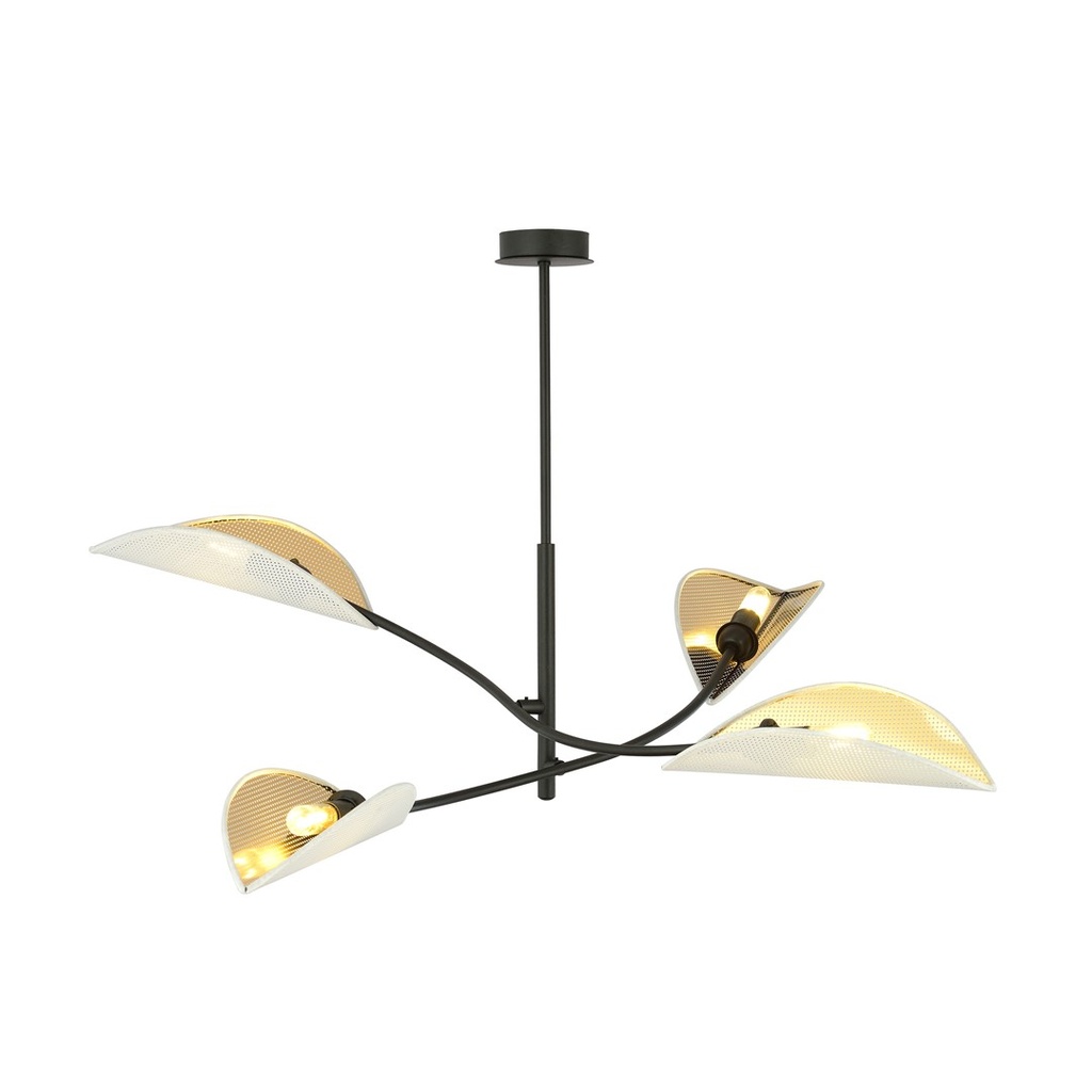[1107/4] Plafonnier Lotus 4 Blanc/Or