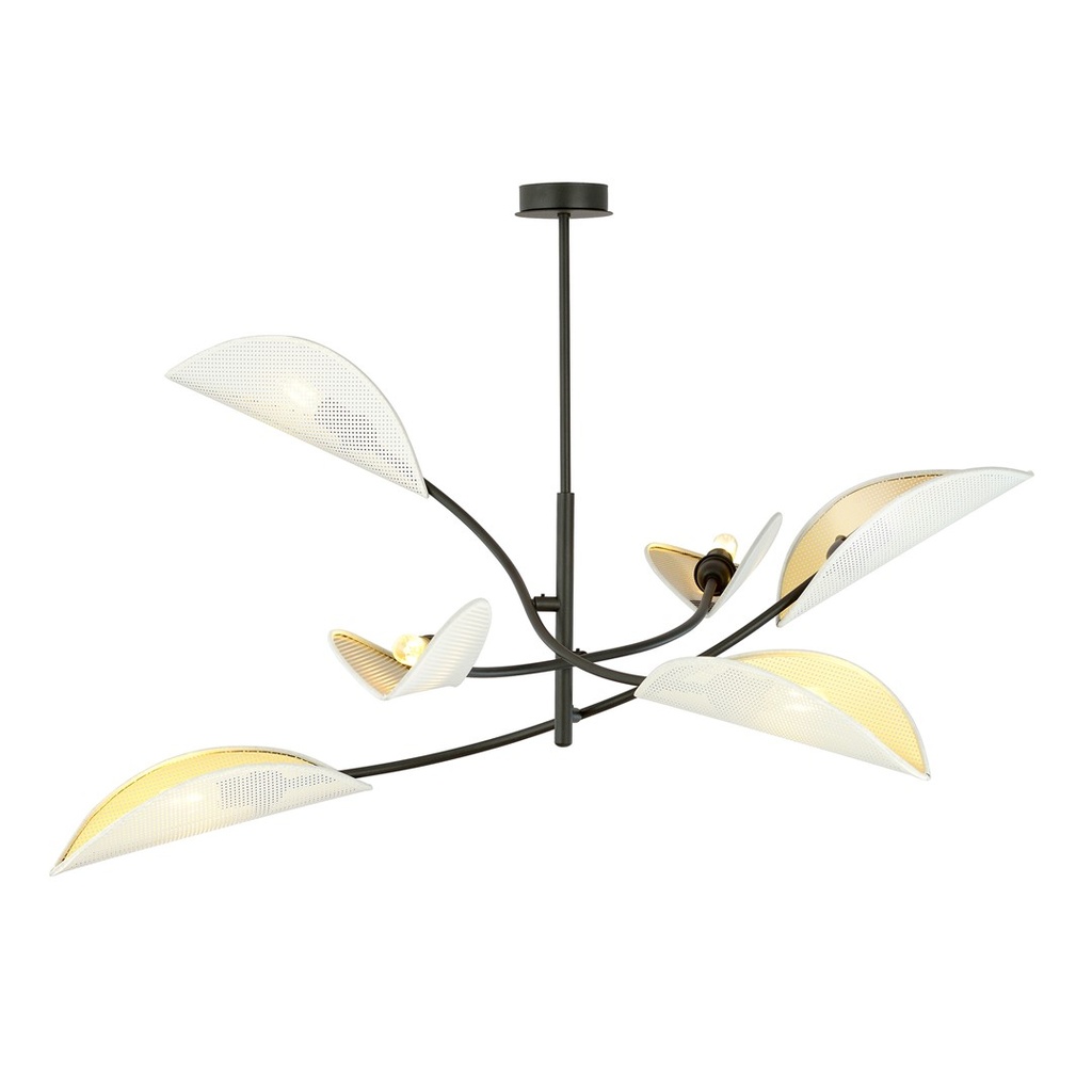 [1107/6] Plafonnier Lotus 6 Blanc/Doré