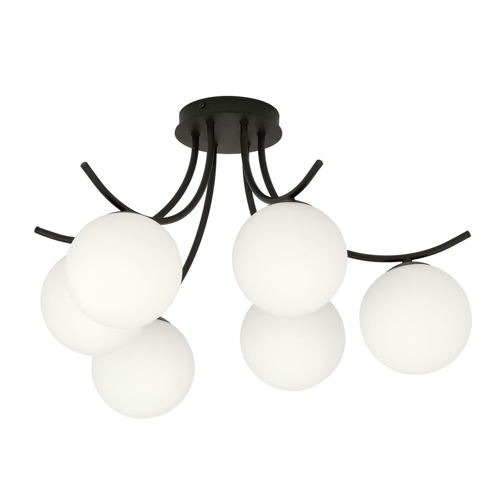 [1109/6] Boston 6 Black/Opal ceiling lamp