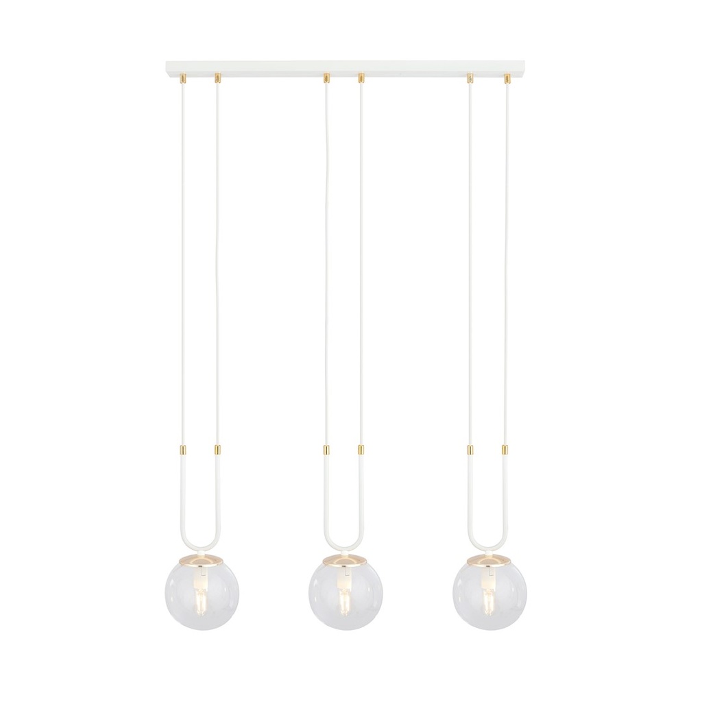 [1116/3] Glam 3 Weiß/Transparent Pendelleuchte