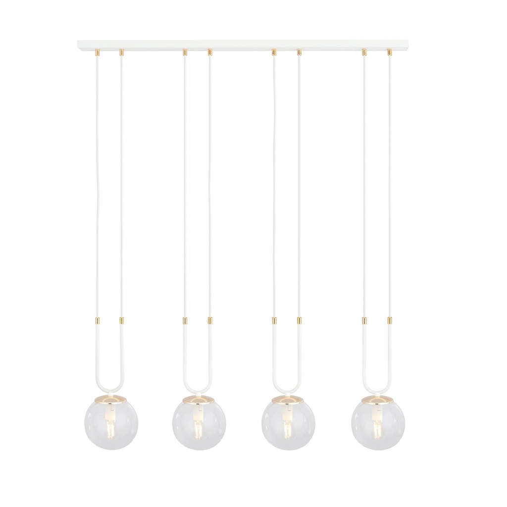 [1116/4] Glam 4 Weiß/Transparent Pendelleuchte