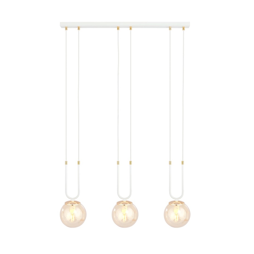 [1117/3] Lampe à suspension Glam 3 Blanc/Miodowy