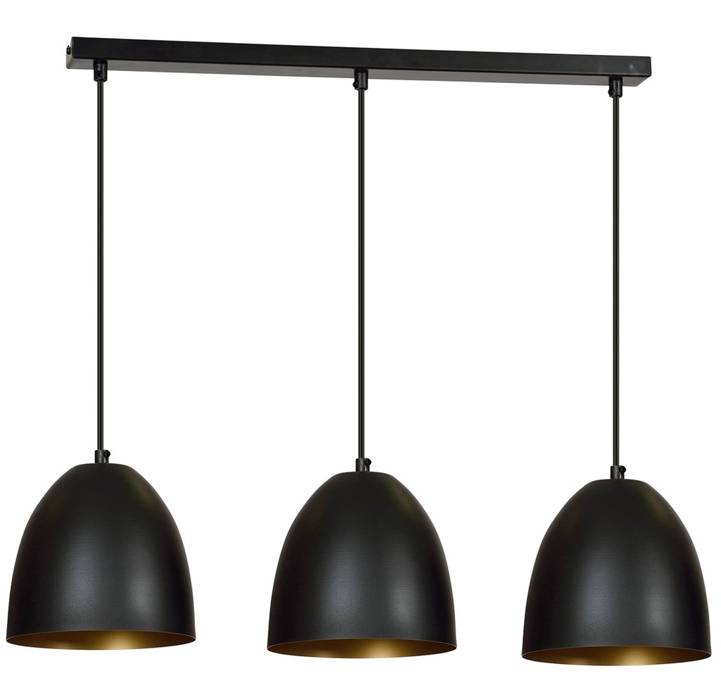 Lenox 3 Schwarz / Gold Pendelleuchte
