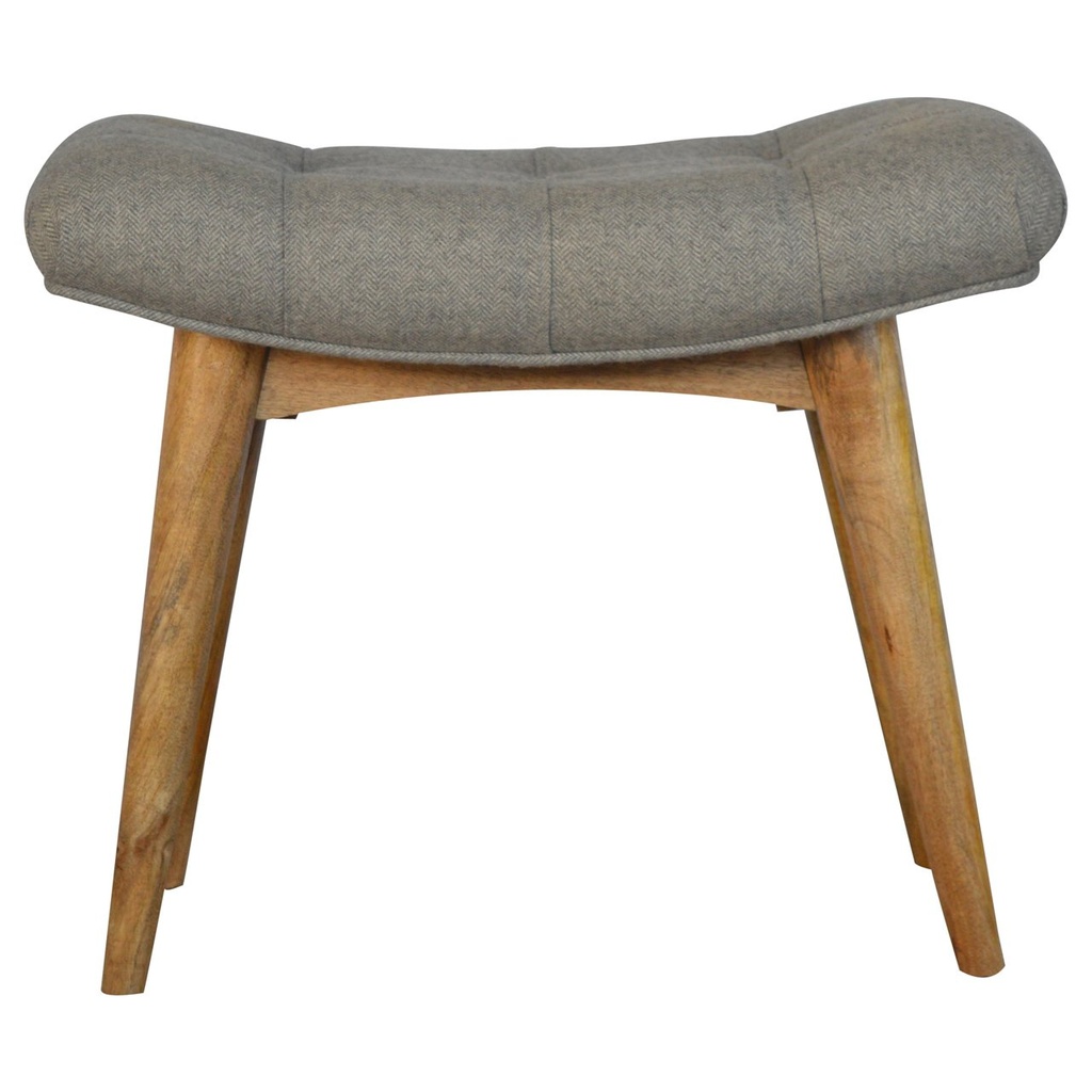 [IN146] Curved Grey Tweed Bench