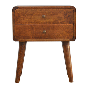 [IN308] Curved Chestnut Bedside