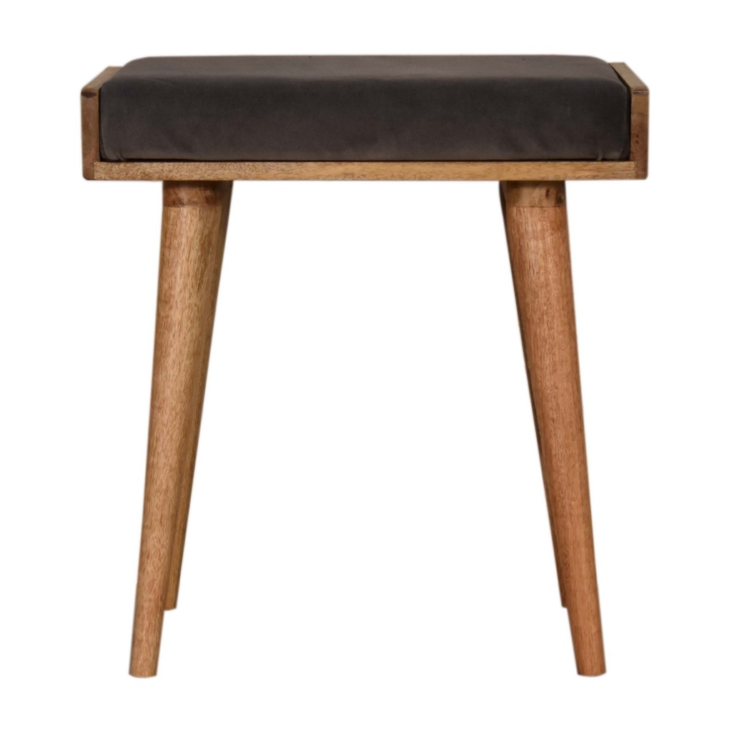 [IN1604] Grey Velvet Tray Style Footstool